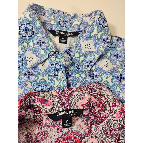Lot of 2 chadwicks size 14 sleevless paisley summer button up top ^ - Picture 3 of 5